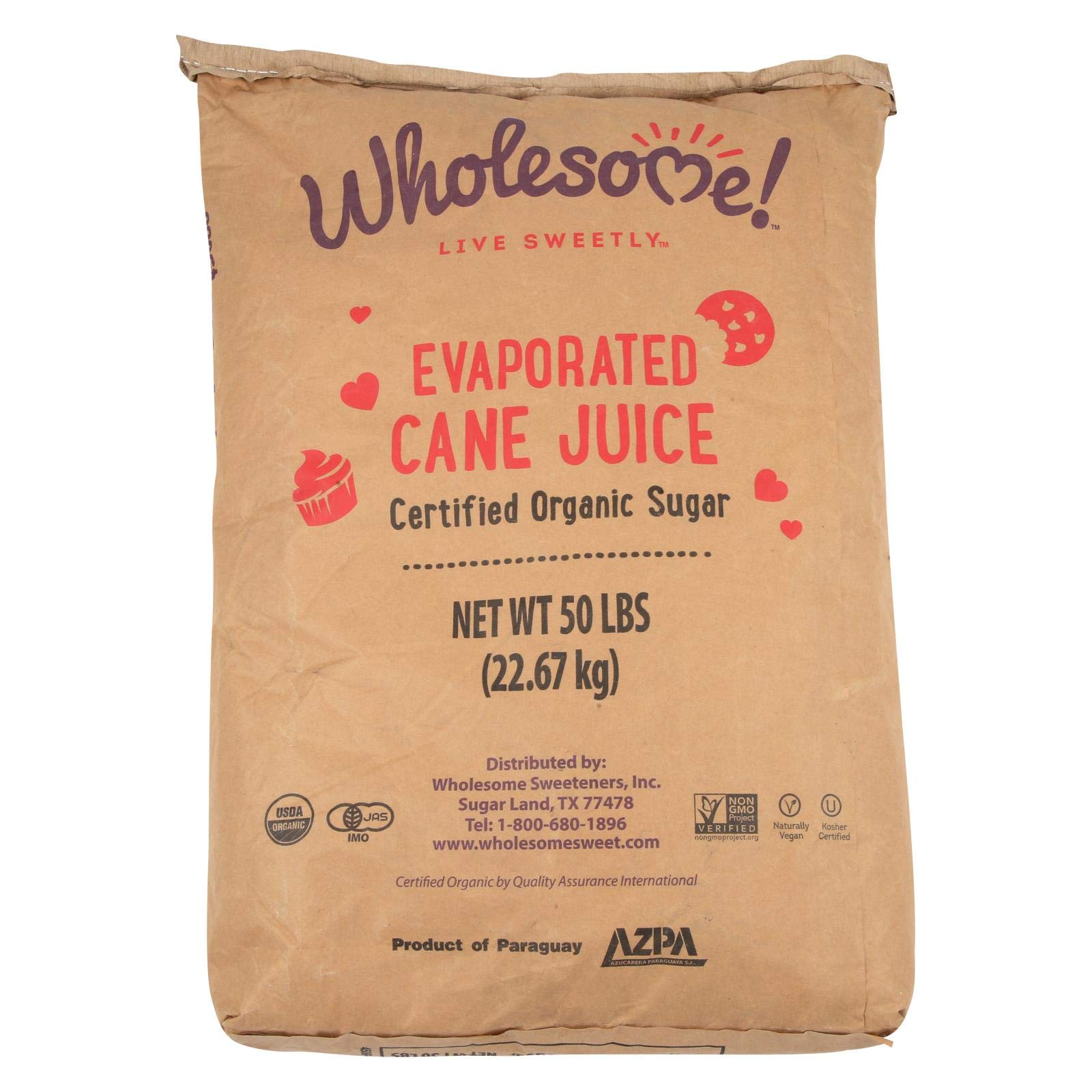 Wholesome Sweeteners Evaporated Cane Sugar Juice (1x50lb) : Amazon